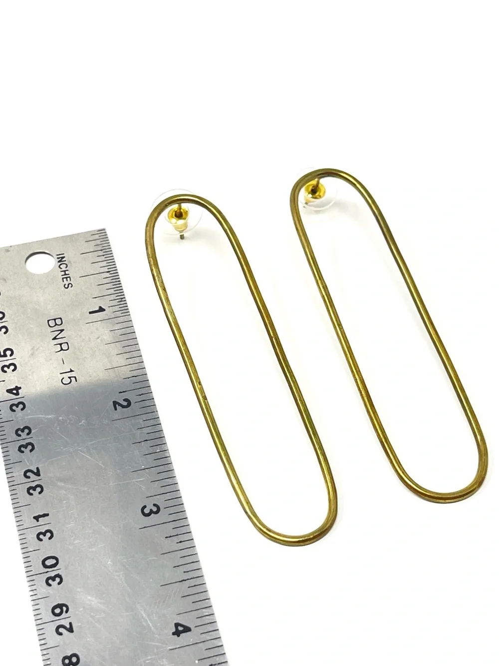New Anthropologie Minimalist Gold Oval Earrings